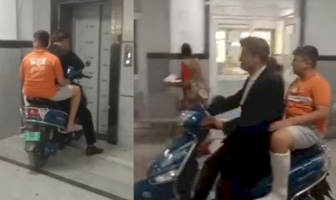 man ride scooty at third floor of hospital with his son due to wheelchair not found in kota