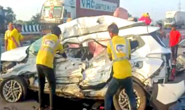 4 family members killed in road accident in bhilwara