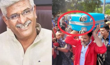rahul gandhi again made a big mistake he lifted suitcase with wheels over his head