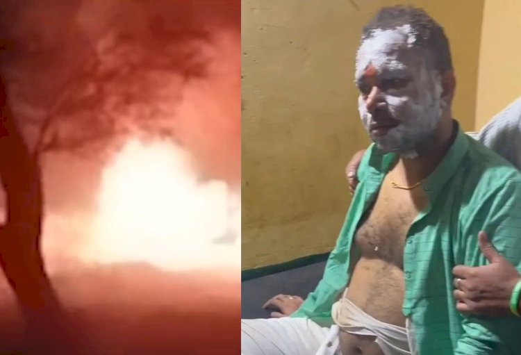attack on jjp candidate ashutosh jhalani car burnt in pouring petrol in dausa