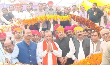 animal husbandry and cow husbandry minister laid the foundation stone of dharamshala in prajapati samaj vikas samiti.