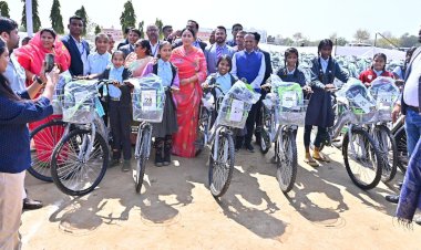 to bring change in the society bring change at home give equal opportunities to daughters. deputy chief minister distributed bicycles and school kits to 400 poor girl students