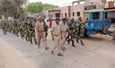 administration alert regarding lok sabha elections police took out flag march