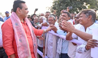 bhajanlal sharma received grand welcome in his native village attari