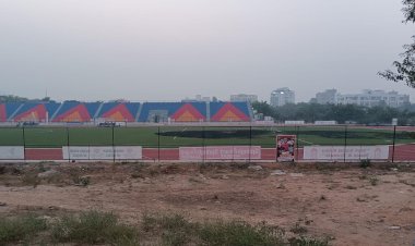 fire at jaipur international football ground grass worth crores burnt jaipur vidyadhar nagar stadium news