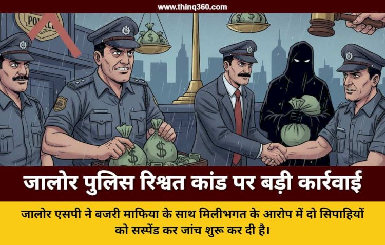 jalore police constables suspended bribery illegal gravel mining