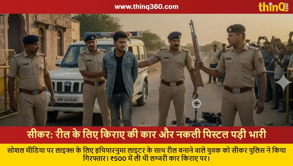sikar youth arrested viral reel gun lighter luxury car