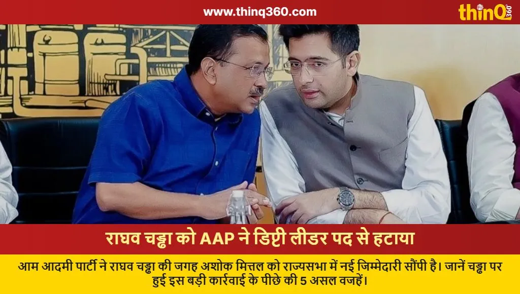aap removes raghav chadha rajya sabha deputy leader ashok mittal