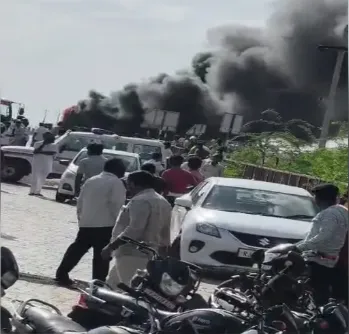 jodhpur jaisalmer highway accident bus fire news