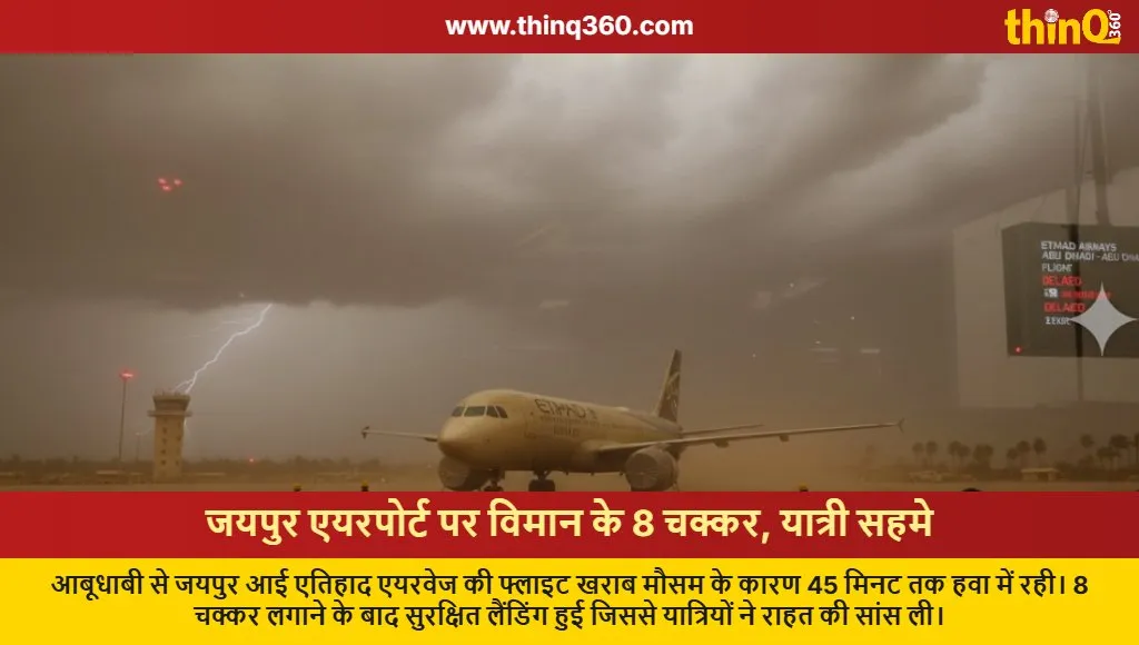 etihad flight circles jaipur airport bad weather landing delay
