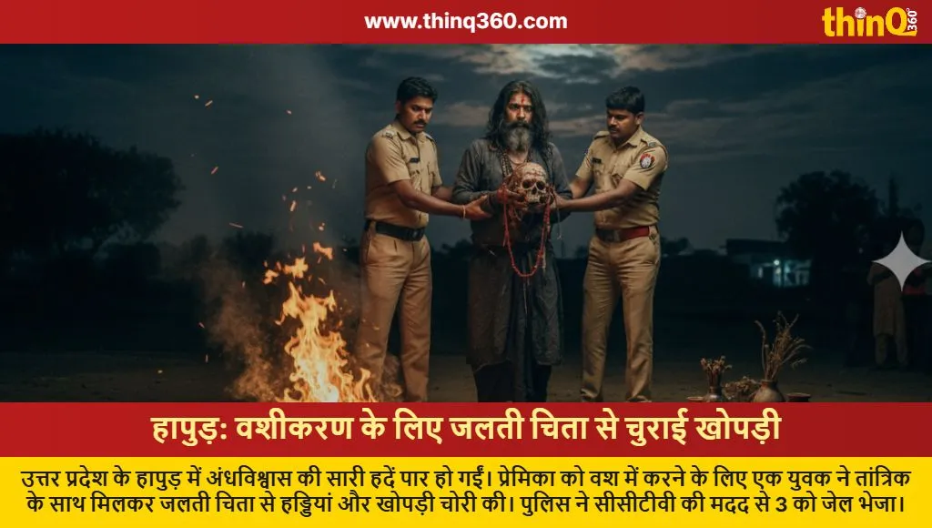 hapur man steals skull from burning pyre vashikaran arrested