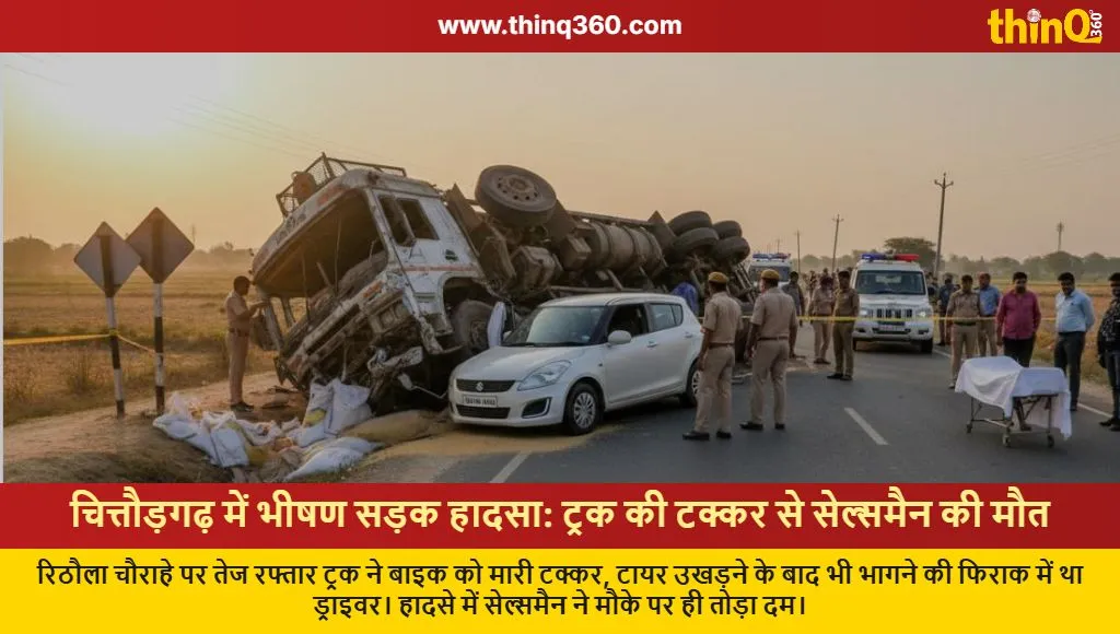 chittorgarh road accident salesman killed truck collision news