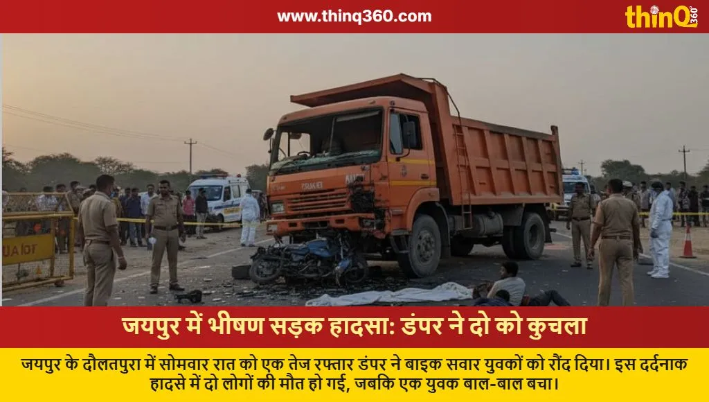 jaipur road accident dumper bike collision two dead