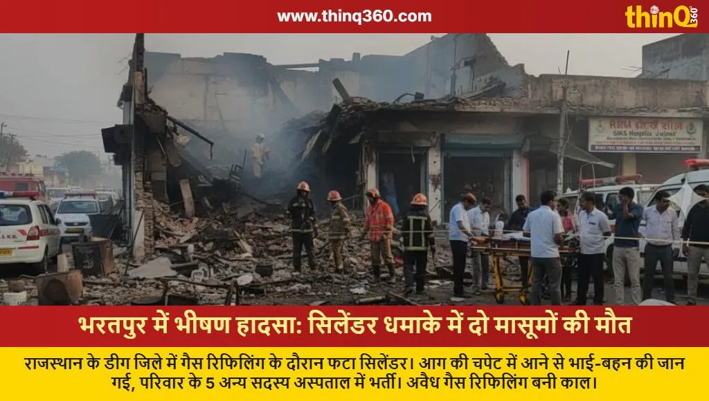 bharatpur lpg cylinder blast two children dead rajasthan