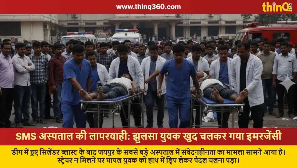jaipur sms hospital negligence burnt man walks with iv drip