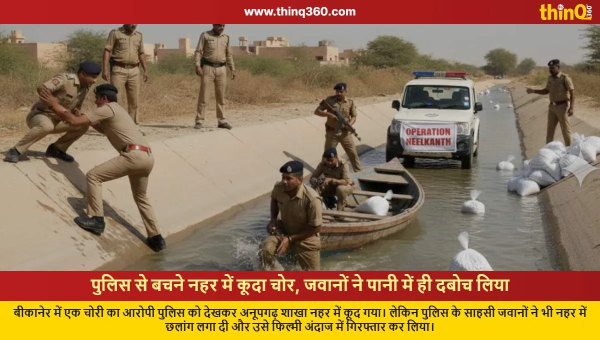 bikaner police arrests fugitive who jumped into canal filmy style chase