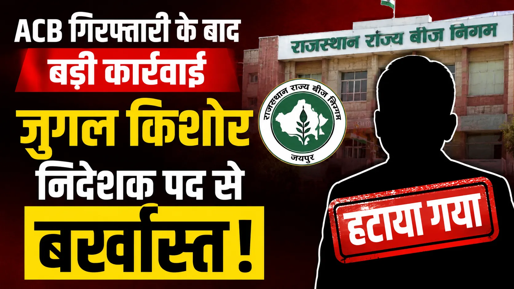 jugal kishore dismissed from the board of directors of rajasthan state seeds corporation