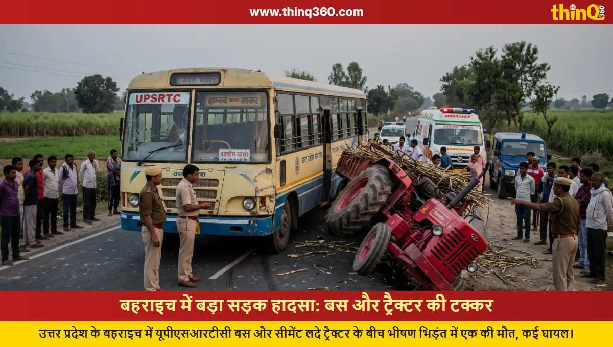 bahraich road accident bus tractor collision up