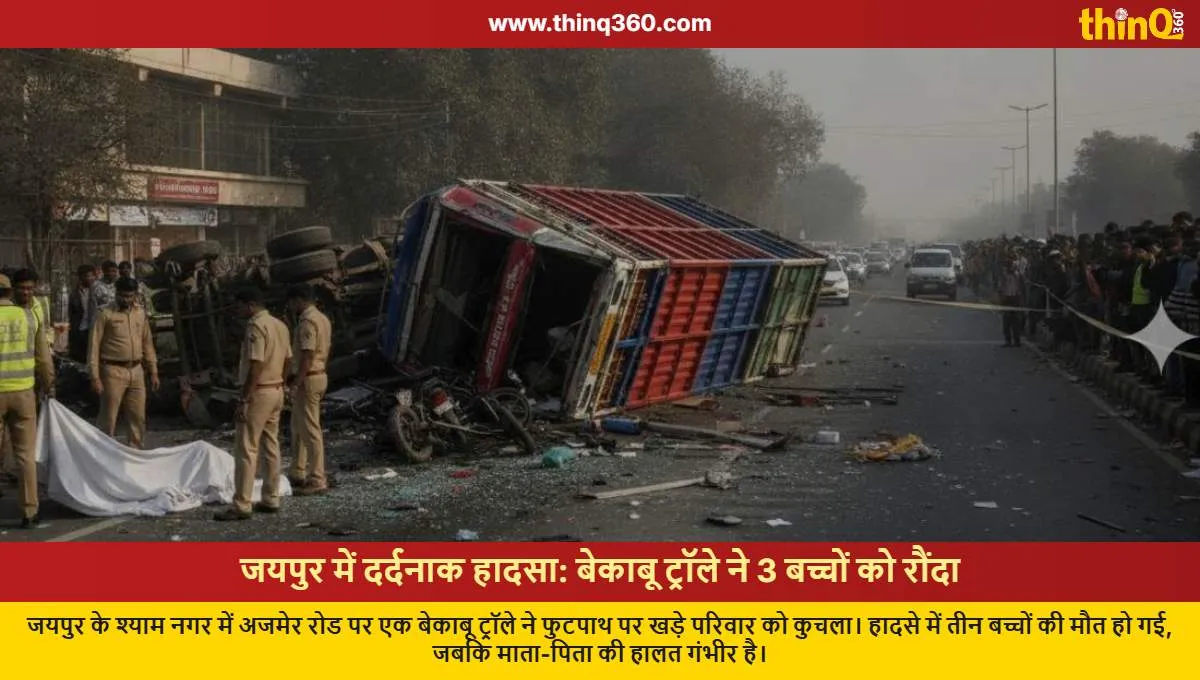 jaipur road accident trailer kills three children