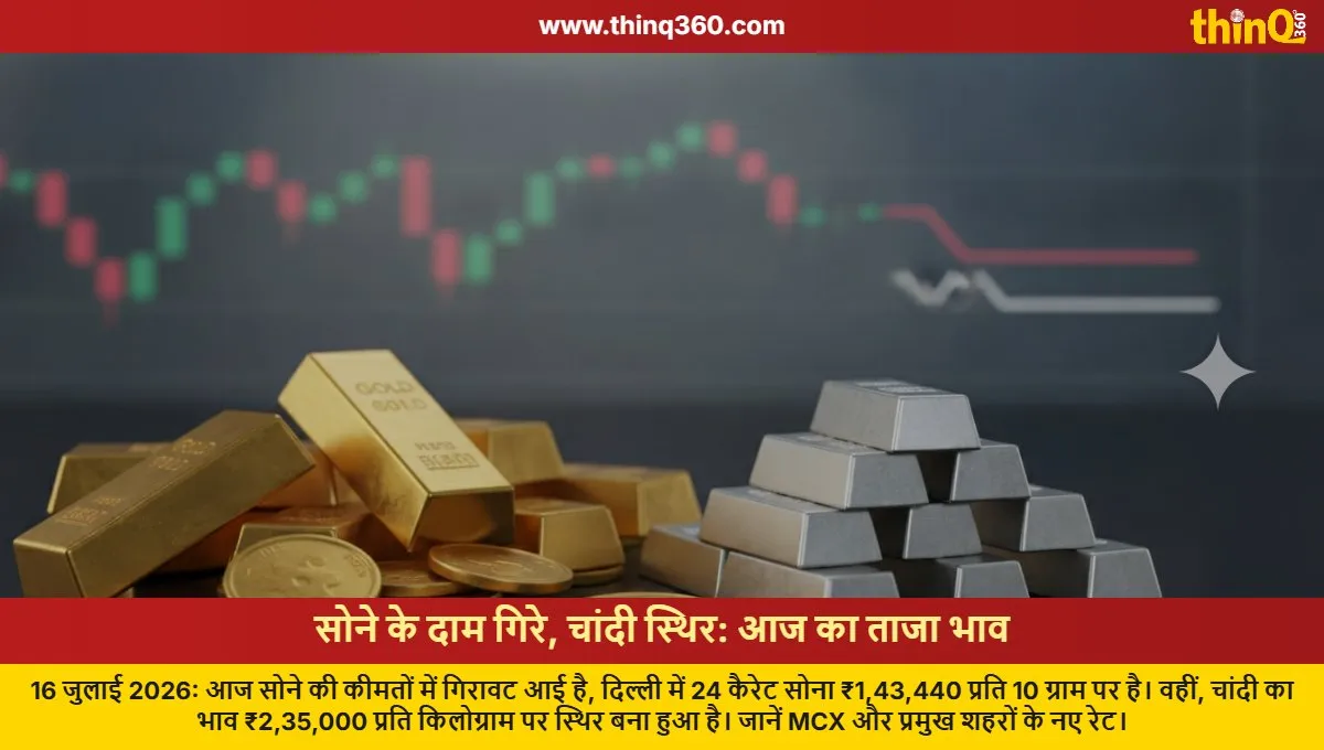 gold rate today 16 july 2026 prices fall silver stable
