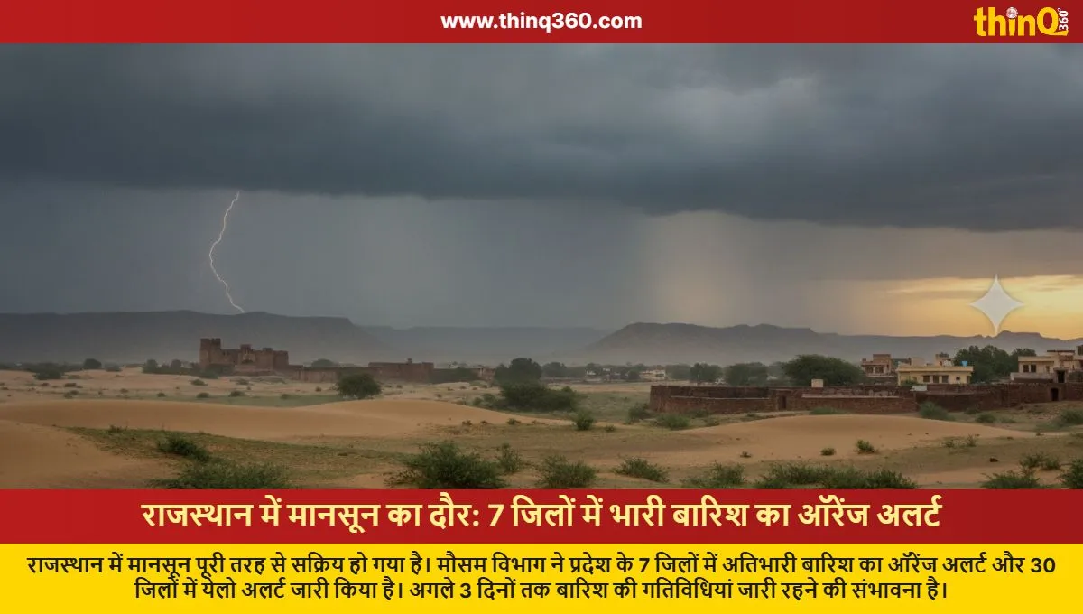 rajasthan monsoon active heavy rain orange alert in 7 districts