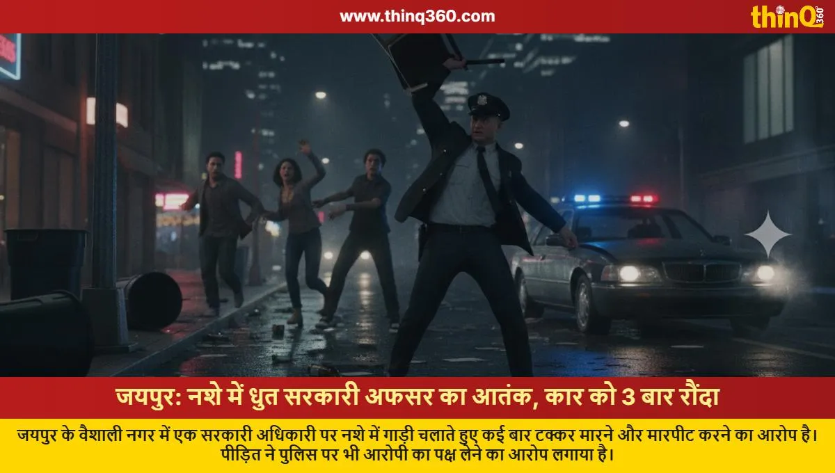 drunk government official creates ruckus hits car multiple times in jaipur