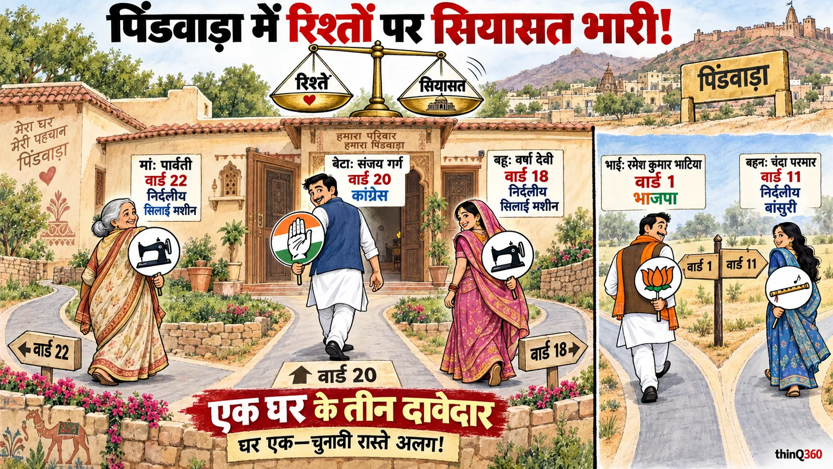 pindwara municipal election family politics relatives in fray bjp congress independents